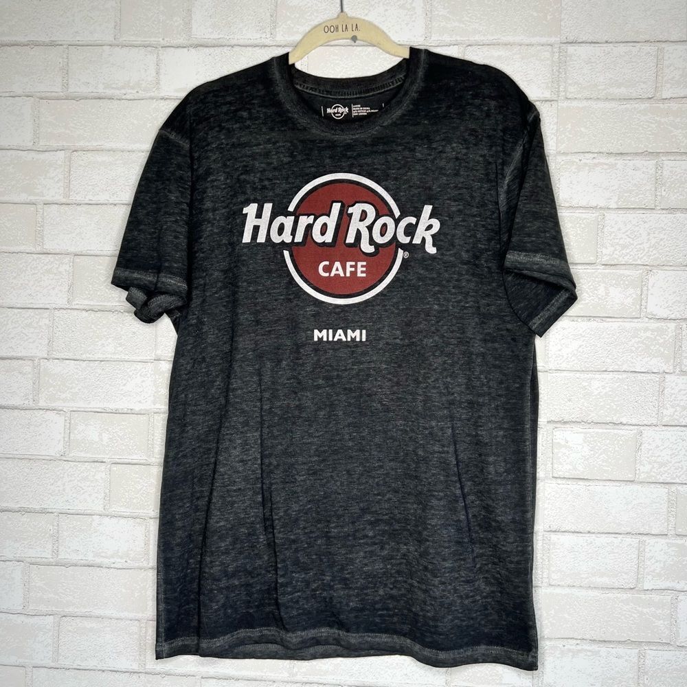 🎸 Hard Rock Cafe 🎸 Miami Florida shirt L large gray white maroon